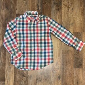 Crewcuts Rose, Green, White Plaid Shirt Size S 6-7